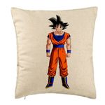 Casa si Gradina - Textile si covoare - Perne si pilote - Perne decorative - Perna Decorativa cu Dragonball Goku, 40x40 cm, Bej, Husa Detasabila, Burduf - Infinity.ro