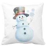 Casa si Gradina - Textile si covoare - Perne si pilote - Perne decorative - Perna Decorativa de Craciun Om de Zapada, 2, 40x40 cm, Alb mat, Husa Detasabila, Burduf - Infinity.ro