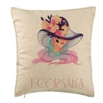 Casa si Gradina - Textile si covoare - Perne si pilote - Perne decorative - Perna Decorativa, Model Zodia Fecioara, 40x40 cm, Bej, Husa Detasabila, Burduf - Infinity.ro