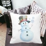 Casa si Gradina - Textile si covoare - Perne si pilote - Perne decorative - Perna Decorativa de Craciun Om de Zapada, 2, 40x40 cm, Alb mat, Husa Detasabila, Burduf - Infinity.ro