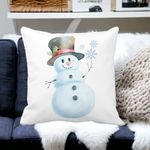Casa si Gradina - Textile si covoare - Perne si pilote - Perne decorative - Perna Decorativa de Craciun Om de Zapada, 2, 40x40 cm, Alb mat, Husa Detasabila, Burduf - Infinity.ro