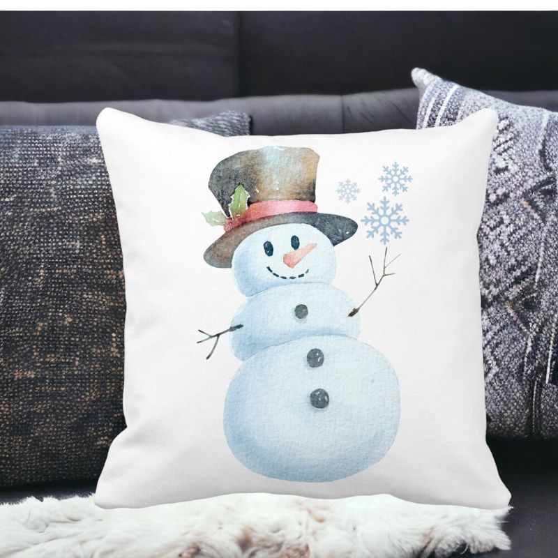 Casa si Gradina - Textile si covoare - Perne si pilote - Perne decorative - Perna Decorativa de Craciun Om de Zapada, 2, 40x40 cm, Alb mat, Husa Detasabila, Burduf - Infinity.ro