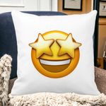 Casa si Gradina - Textile si covoare - Perne si pilote - Perne decorative - Perna Decorativa Patrata Emoji WOW, 40x40 cm, Alb mat, Husa Detasabila, Burduf - Infinity.ro