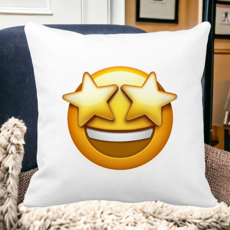 Casa si Gradina - Textile si covoare - Perne si pilote - Perne decorative - Perna Decorativa Patrata Emoji WOW, 40x40 cm, Alb mat, Husa Detasabila, Burduf - Infinity.ro