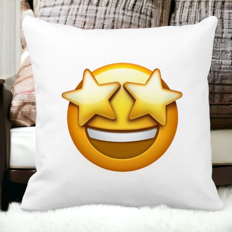 Casa si Gradina - Textile si covoare - Perne si pilote - Perne decorative - Perna Decorativa Patrata Emoji WOW, 40x40 cm, Alb mat, Husa Detasabila, Burduf - Infinity.ro