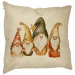 Casa si Gradina - Textile si covoare - Perne si pilote - Perne decorative - Perna Decorativa cu tematica de Craciun, Gnomi, 40x40 cm, Husa Detasabila, Burduf - Infinity.ro