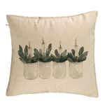Casa si Gradina - Textile si covoare - Perne si pilote - Perne decorative - Perna Decorativa cu tematica de Craciun, Lumanari 2, 40x40 cm, Bej, Husa Detasabila, Burduf - Infinity.ro