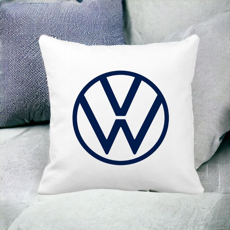 Casa si Gradina - Textile si covoare - Perne si pilote - Perne decorative - Perna Decorativa Patrata Volkswagen, 40x40 cm, Alb mat, Husa Detasabila, Burduf - Infinity.ro