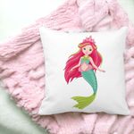 Casa si Gradina - Textile si covoare - Perne si pilote - Perne decorative - Perna Decorativa Patrata Sirena Verde, 40x40 cm, Alb mat, Husa Detasabila, Burduf - Infinity.ro