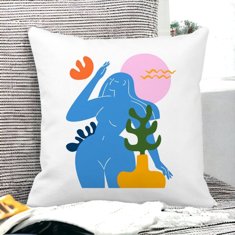 Casa si Gradina - Textile si covoare - Perne si pilote - Perne decorative - Perna Decorativa Patrata Abstracta 4,40x40 cm, Alb mat, Husa Detasabila, Burduf - Infinity.ro