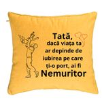 Casa si Gradina - Textile si covoare - Perne si pilote - Perne decorative - Perna Decorativa, Model pentru Tata 10, 40x40 cm, Galben, Husa Detasabila, Burduf - Infinity.ro