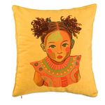 Casa si Gradina - Textile si covoare - Perne si pilote - Perne decorative - Perna Decorativa, Model Happy Baby, 40x40 cm, Galben, Husa Detasabila, Burduf - Infinity.ro