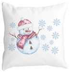Casa si Gradina - Textile si covoare - Perne si pilote - Perne decorative - Perna Decorativa de Craciun Om de Zapada, 1, 40x40 cm, Alb mat, Husa Detasabila, Burduf - Infinity.ro