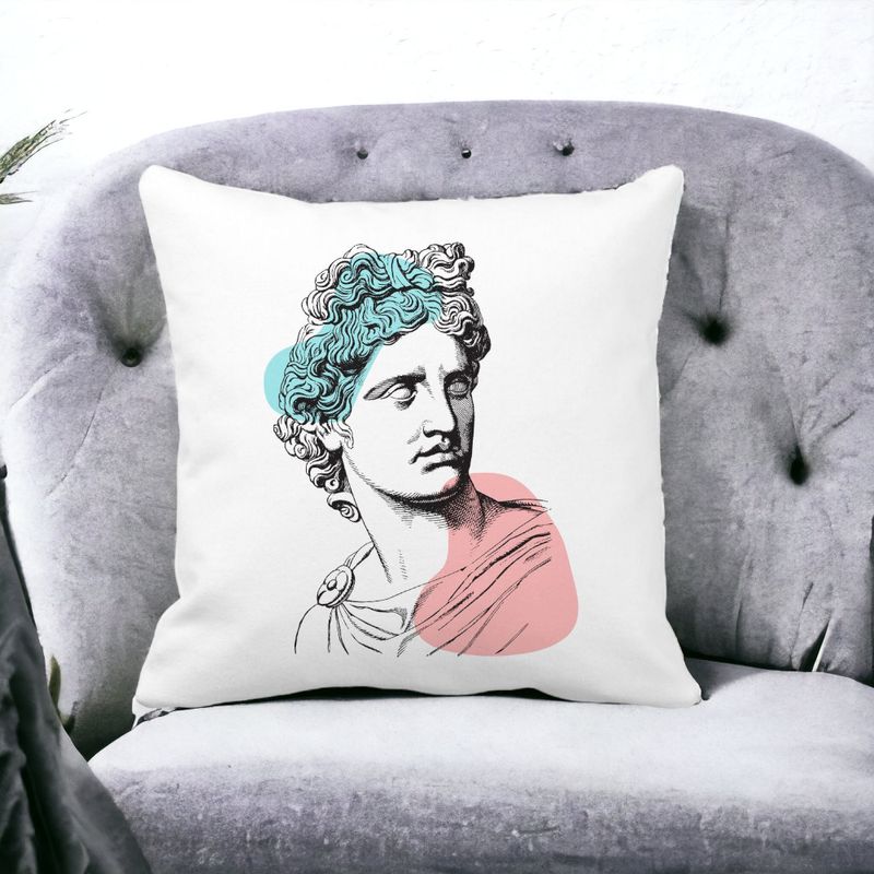 Casa si Gradina - Textile si covoare - Perne si pilote - Perne decorative - Perna Decorativa Patrata Apollo Belvedere, 40x40 cm, Alb mat, Husa Detasabila, Burduf - Infinity.ro