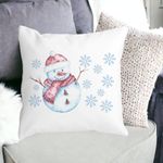 Casa si Gradina - Textile si covoare - Perne si pilote - Perne decorative - Perna Decorativa de Craciun Om de Zapada, 1, 40x40 cm, Alb mat, Husa Detasabila, Burduf - Infinity.ro