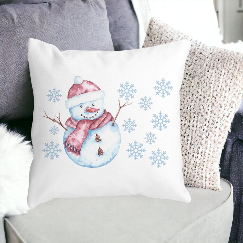 Casa si Gradina - Textile si covoare - Perne si pilote - Perne decorative - Perna Decorativa de Craciun Om de Zapada, 1, 40x40 cm, Alb mat, Husa Detasabila, Burduf - Infinity.ro
