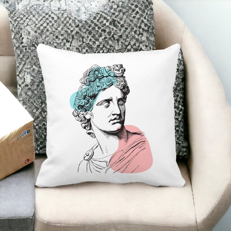Casa si Gradina - Textile si covoare - Perne si pilote - Perne decorative - Perna Decorativa Patrata Apollo Belvedere, 40x40 cm, Alb mat, Husa Detasabila, Burduf - Infinity.ro
