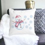 Casa si Gradina - Textile si covoare - Perne si pilote - Perne decorative - Perna Decorativa de Craciun Om de Zapada, 1, 40x40 cm, Alb mat, Husa Detasabila, Burduf - Infinity.ro