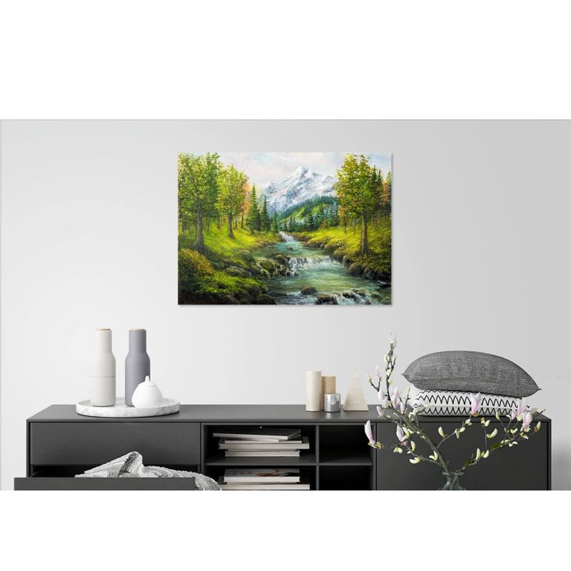 Casa si Gradina - Decoratiuni - Tablouri - Tablou Canvas, Peisaj, rau, padure, munte, pictura, 70 x 50 cm - Infinity.ro