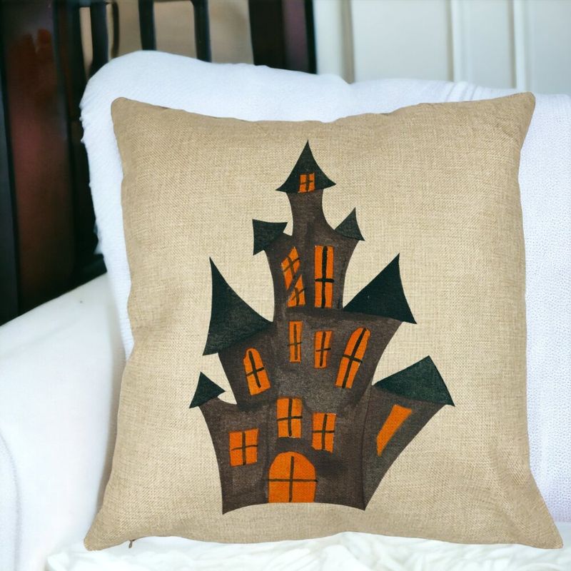 Casa si Gradina - Textile si covoare - Perne si pilote - Perne decorative - Perna Decorativa cu motiv de Halloween 6, 40x40 cm, Husa Detasabila, Burduf - Infinity.ro