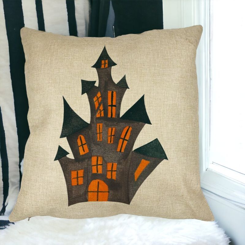 Casa si Gradina - Textile si covoare - Perne si pilote - Perne decorative - Perna Decorativa cu motiv de Halloween 6, 40x40 cm, Husa Detasabila, Burduf - Infinity.ro