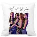 Casa si Gradina - Textile si covoare - Perne si pilote - Perne decorative - Perna Decorativa BlackPink cu Semnaturi, Model 3, 40x40 cm, Alb mat, Husa Detasabila, Burduf - Infinity.ro