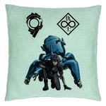 Casa si Gradina - Textile si covoare - Perne si pilote - Perne decorative - Perna Decorativa cu Ghost in the Shell, 40x40 cm, Verde Menta, Husa Detasabila, Burduf - Infinity.ro