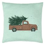Casa si Gradina - Textile si covoare - Perne si pilote - Perne decorative - Perna Decorativa cu tematica de Craciun, 15, 40x40 cm, Verde Menta, Husa Detasabila, Burduf - Infinity.ro