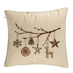 Casa si Gradina - Textile si covoare - Perne si pilote - Perne decorative - Perna Decorativa cu tematica de Craciun, 16, 40x40 cm, Bej, Husa Detasabila, Burduf - Infinity.ro