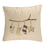 Casa si Gradina - Textile si covoare - Perne si pilote - Perne decorative - Perna Decorativa cu tematica de Craciun, 10, 40x40 cm, Bej, Husa Detasabila, Burduf - Infinity.ro