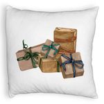 Casa si Gradina - Textile si covoare - Perne si pilote - Perne decorative - Perna Decorativa Fluffy cu tematica de Craciun, Cadouri, 40x40 cm, Alb, Husa Detasabila, Burduf - Infinity.ro