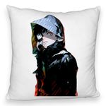 Casa si Gradina - Textile si covoare - Perne si pilote - Perne decorative - Perna Decorativa Fluffy cu Tokyo Ghoul Kaneki, 40x40 cm, Alb, Husa Detasabila, Burduf - Infinity.ro
