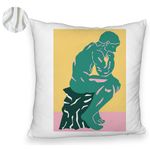 Casa si Gradina - Textile si covoare - Perne si pilote - Perne decorative - Perna Decorativa Fluffy, Model The Thinker, 40x40 cm, Alb, Husa Detasabila, Burduf - Infinity.ro