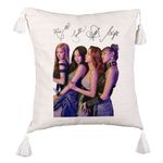 Casa si Gradina - Textile si covoare - Perne si pilote - Perne decorative - Perna Decorativa cu Franjuri BlackPink cu Semnaturi, Model 3, 45x45 cm, Ecru, Cu fermoar - Infinity.ro