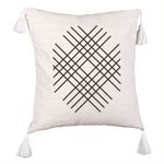 Casa si Gradina - Textile si covoare - Perne si pilote - Perne decorative - Perna Decorativa cu Franjuri, Model Vera, 45x45 cm, Ecru, Cu fermoar - Infinity.ro