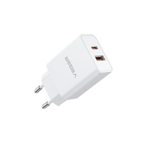 Incarcator Retea Veger VLS202U, USB-A, Type-C, Fast Charge, Alb