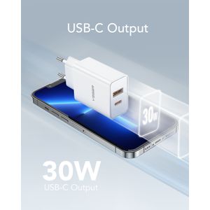 Incarcator Retea Veger VLS202U, USB-A, Type-C, Fast Charge, Alb