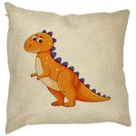 Casa si Gradina - Textile si covoare - Perne si pilote - Perne decorative - Perna Decorativa Patrata copii Dinozaur Portocaliu, 40x40 cm, Husa Detasabila, Burduf - Infinity.ro
