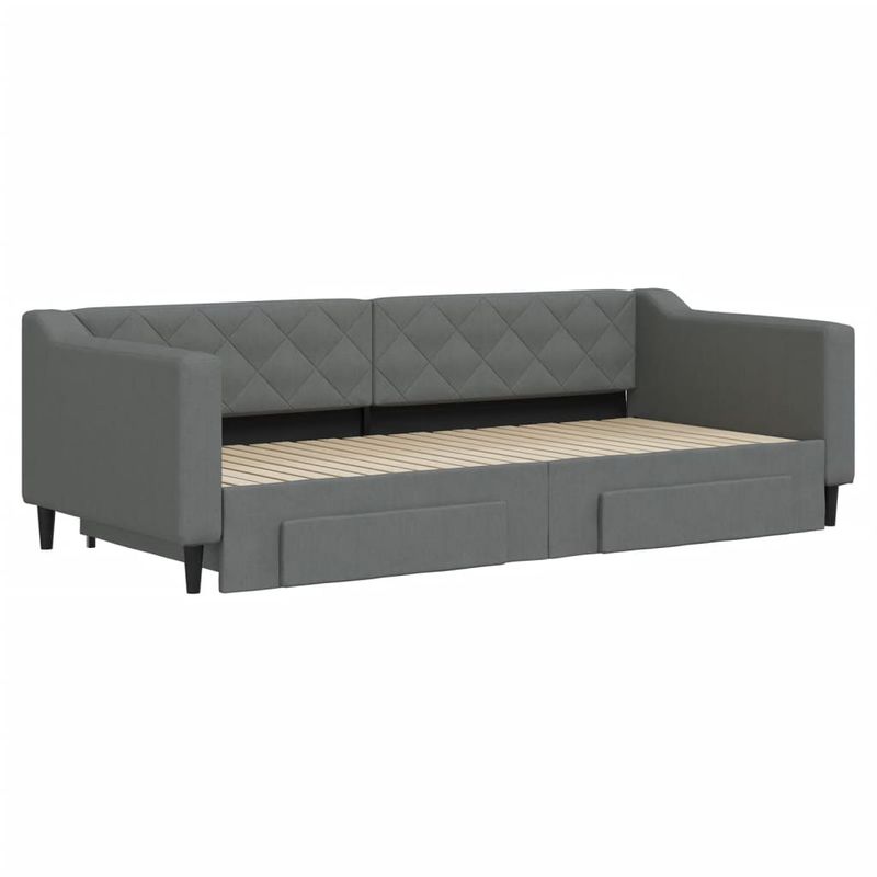 Casa si Gradina - Mobilier - Paturi si accesorii - Paturi - Pat de zi cu extensie si sertare, gri inchis, 90x200 cm textil - Infinity.ro