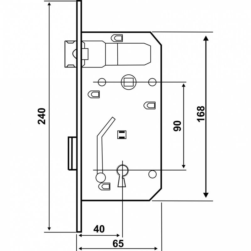 Casa si Gradina - Constructii - Feronerie si accesorii - Broaste si yale - Broasca Tip P EvoTools, Zincat Alb, Distanta interax 90 mm, Latime 66 mm - Infinity.ro