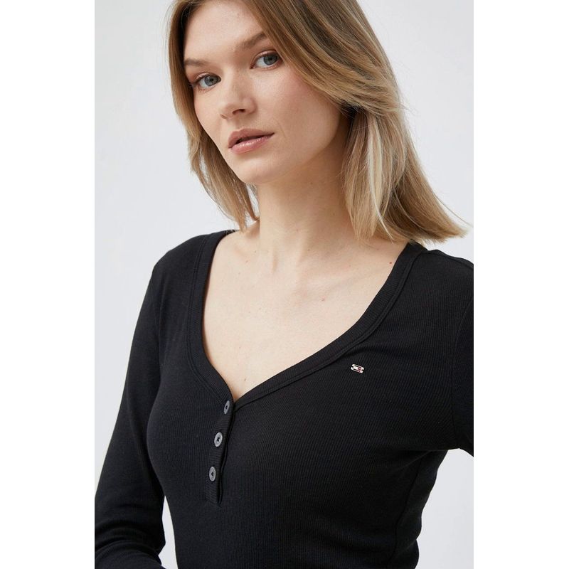 Fashion, accesorii si bijuterii - Femei - Imbracaminte femei - Camasi si bluze femei - Bluza dama Tommy Hilfiger WW0WW36148 3XL INTL Negru - Infinity.ro