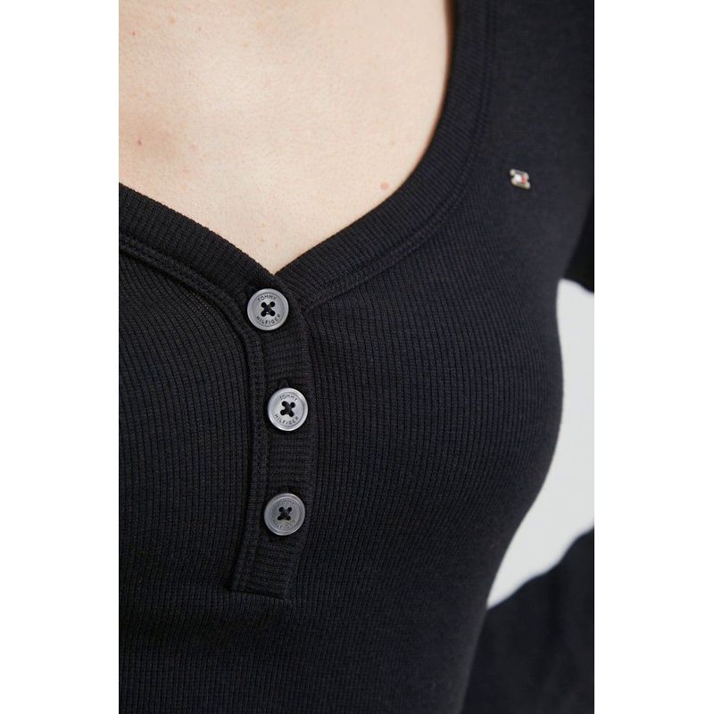Fashion, accesorii si bijuterii - Femei - Imbracaminte femei - Camasi si bluze femei - Bluza dama Tommy Hilfiger WW0WW36148 3XL INTL Negru - Infinity.ro