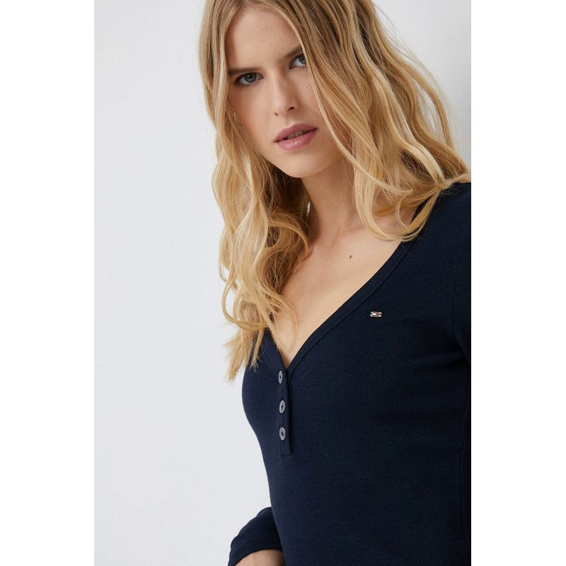 Fashion, accesorii si bijuterii - Femei - Imbracaminte femei - Camasi si bluze femei - Bluza dama Tommy Hilfiger WW0WW36148 3XL INTL Bleumarin - Infinity.ro