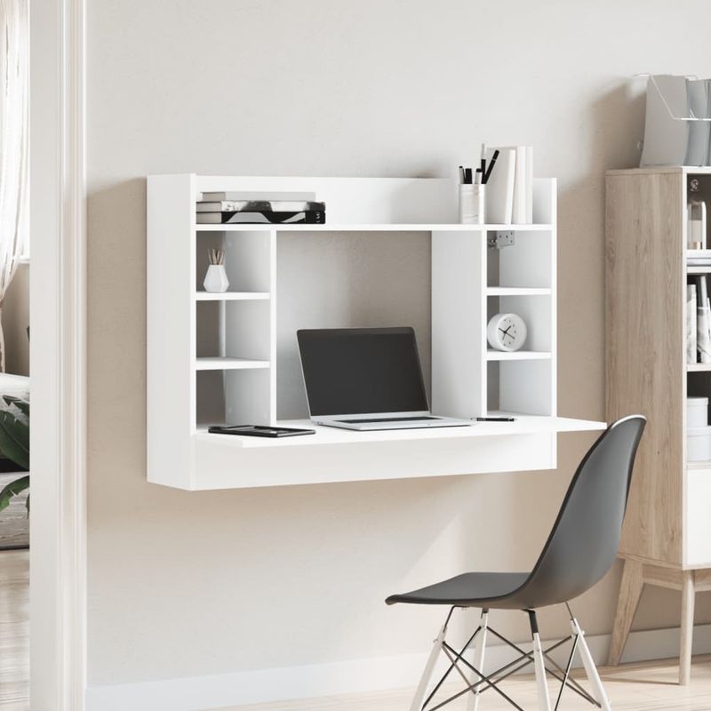 Casa si Gradina - Mobilier - Mese si birouri - Birouri - Birou montat pe perete, alb, 105x48x75 cm, lemn prelucrat - Infinity.ro