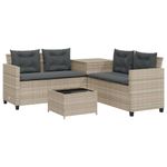 Casa si Gradina - Gradina si terasa - Mobilier exterior - Seturi mobila gradina - Canapea gradina cu masa/perne, forma de L poliratan gri deschis - Infinity.ro