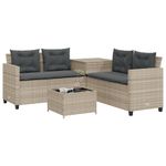 Casa si Gradina - Gradina si terasa - Mobilier exterior - Seturi mobila gradina - Canapea gradina cu masa/perne, forma de L poliratan gri deschis - Infinity.ro