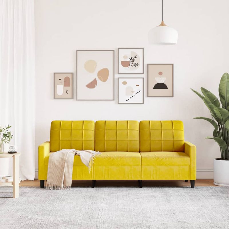 Casa si Gradina - Mobilier - Canapele si coltare - Canapele - Canapea cu 3 locuri, galben, 180 cm, catifea - Infinity.ro
