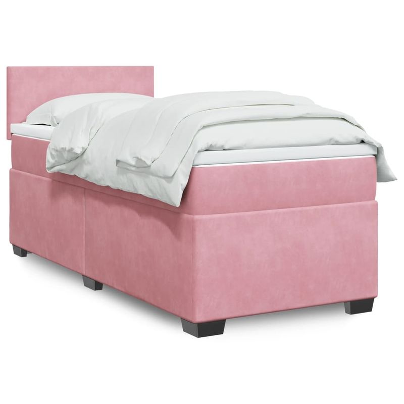 Casa si Gradina - Mobilier - Paturi si accesorii - Paturi - Pat box spring cu saltea, roz, 80x200 cm, catifea - Infinity.ro
