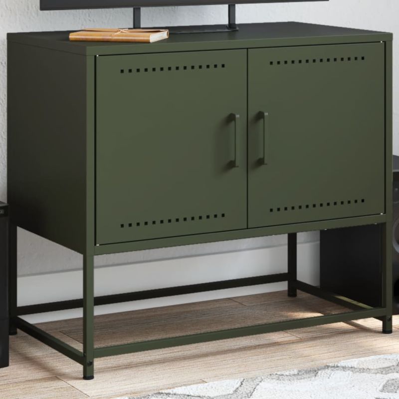 Casa si Gradina - Mobilier - Comode si corpuri - Comode - Dulap TV, verde masliniu, 68,5x39x60,5 cm, otel - Infinity.ro