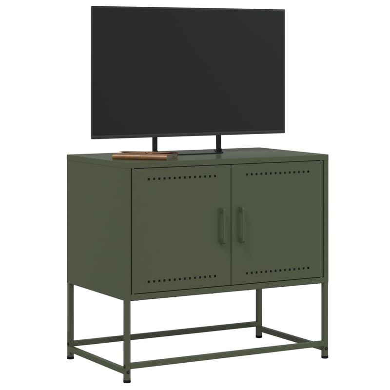 Casa si Gradina - Mobilier - Comode si corpuri - Comode - Dulap TV, verde masliniu, 68,5x39x60,5 cm, otel - Infinity.ro